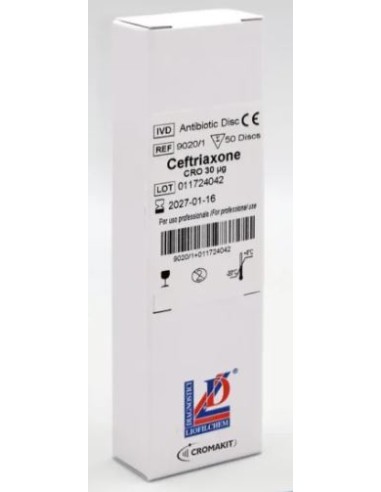 DISCOS DE SENSIBILIDAD CEFTRIAXONA CRO30 1X50