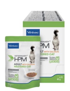 CAT ADULT NEUTERED SALMON HUMEDO 12X85GR VETERINARY HPM