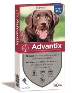 ADVANTIX 4 X 4,0 ML. 4 PIPETAS 25KG A 40 KG IMPORTACION...