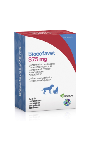 BIOCEFAVET 375MG 100 COMP MASTICABLES 