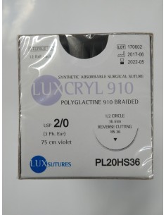 SUTURA LUXCRYL 910 POLIGLACTIN  EP 3 USP 2/0  TRIANG 1/2...