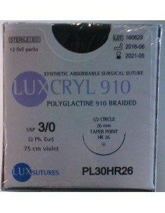 SUTURA LUXCRYL 910 POLIGLACTIN EP2 USP 3/0  CILINDRICA...