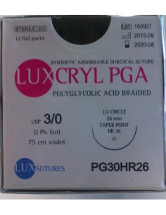 SUTURA LUXCRYL PGA  POLIGLI EP 2 USP 3/0  CILINDRICA 1/2...