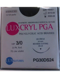 SUTURA LUXCRYL PGA POLIGLI EP 2 USP 3/0  TRIANGULAR 3/8...