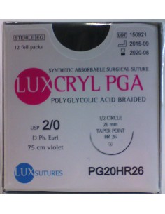 SUTURA LUXCRYL PGA  POLIGLI EP 3 USP 2/0  CILINDRICA 1/2...