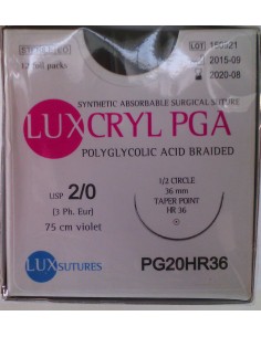 SUTURA LUXCRYL PGA  POLIGLI EP 3 USP 2/0  CILINDRICA 1/2...