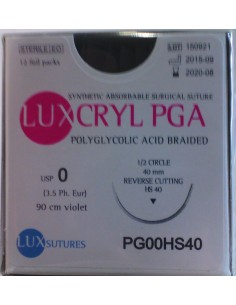 SUTURA LUXCRYL PGA  POLIGLI EP 3.5 USP 0  TRIANGULAR 1/2...
