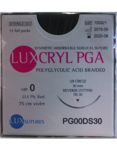 SUTURA LUXCRYL PGA POLIGLI  EP 3.5 USP 0  TRIANGULAR 3/8...