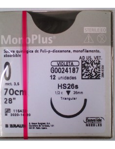 SUTURA MONOPLUS VIOLET 0 HS26S 70 CM 12 ud 1/2  26mm...