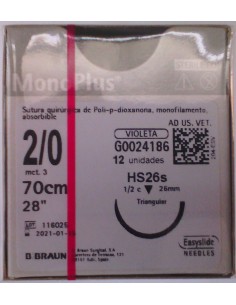 SUTURA MONOPLUS VIOLET 2/0 HS26S 70 CM 12 UNID.TRIANGULAR...