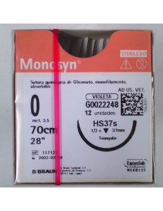 SUTURA MONOSYN VIOLET 0 HS37S 70cm 12 UD.1/2 37 mm...