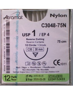 SUTURA Nylon monofil NO Abs negro Atramat 1 aguja triang...