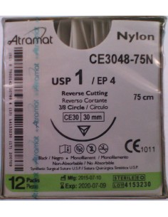 SUTURA Nylon monofil NO Abs negro Atramat 1 aguja triang...