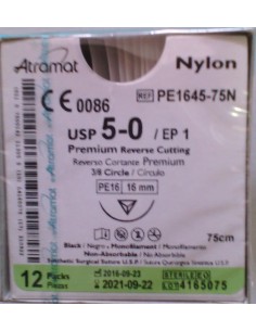 SUTURA NYLON. 5/0 Ag. Triangular 3/8 de circul 16 mm....