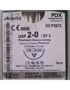SUTURA PDX polidioxanona Abs violeta Atramat 2/0 aguja...