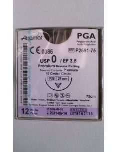 SUTURA PGA (Ac.poliglic)Abs violeta Atramat 0 aguja...