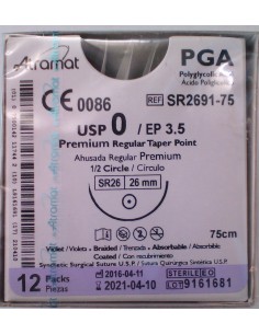 SUTURA PGA (Ac.poliglic)Abs violeta Atramat 0 agj....