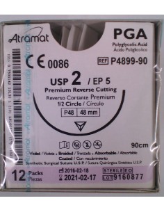 SUTURA PGA (Ac.poliglic)Abs violeta Atramat 2 aguja...