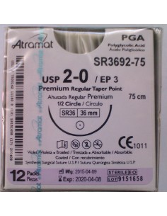 SUTURA PGA (Ac.poliglic)Abs violeta Atramat 2/0 aguja...