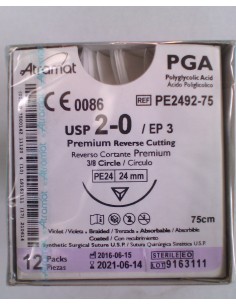 SUTURA PGA (Ac.poliglic)Abs violeta Atramat 2/0 aguja...