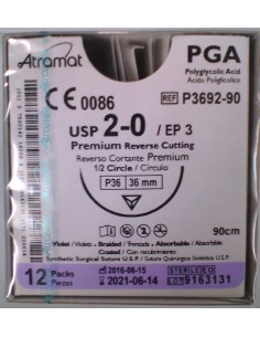 SUTURA PGA (Ac.poliglic)Abs violeta Atramat 2/0 aguja...
