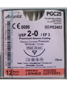SUTURA PGC25 (Polic-Ac.polig)Abs viole Atram 2/0 aguja...