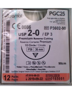 SUTURA PGC25 (Polic-Ac.polig)Abs viole Atram 2/0 aguja...