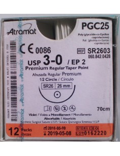 SUTURA PGC25 (Polic-Ac.polig)Abs viole Atram 3/0 aguja...