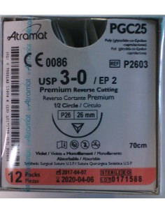 SUTURA PGC25 (Polic-Ac.polig)Abs viole Atram 3/0 aguja...