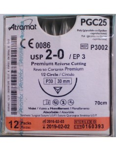 SUTURA PGC25 (Polic-Ac.polig)Abs violet Atram 2/0 aguja...