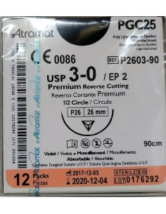 SUTURA PGC25 (Polic-Ac.polig)Abs violeta  3/0  aguja...