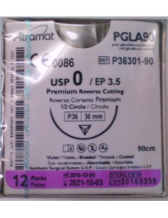 SUTURA PGLA90. AG. VIOLETA 0 12 UD Triangular 1/2 de...