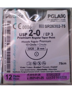 SUTURA PGLA90. Ag. VIOLETA 2/0 12 UD Cilíndrica 1/2 de...