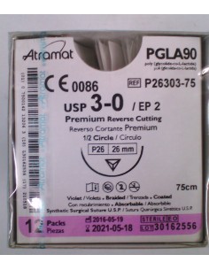 SUTURA PGLA90. Ag. VIOLETA 3/0 12 UD Triangular 1/2 de...